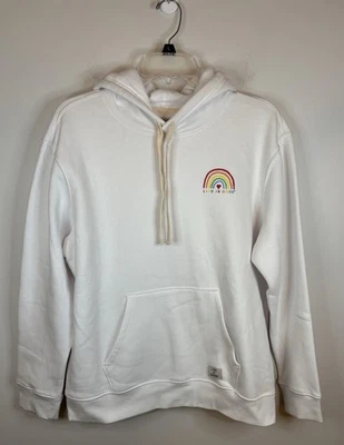 LIFE IS GOOD Mujer Blanco Nube Arco Iris Corazón Sudadera Grande Sudadera Pullover Foto 1 de 4