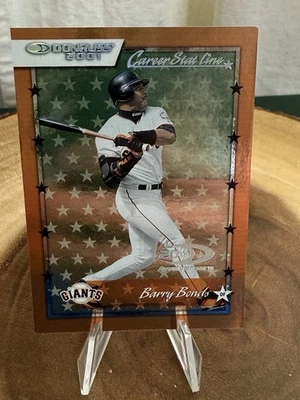 2001 Donruss #2 Barry bonds Career Stat Line 69 Triples.  #16/69. Read - Image 1 of 4