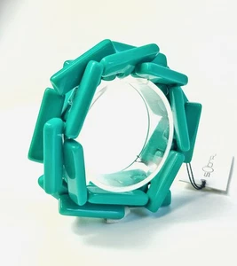 Sobral Neoconcretismo Acqua Biscay Green Beads Artist Made Stretch Bracelet - Picture 1 of 5