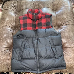 The North Face Mens M Black Nuptse 700 Lumberjacket Goose Down Puffer Vest - Picture 1 of 17