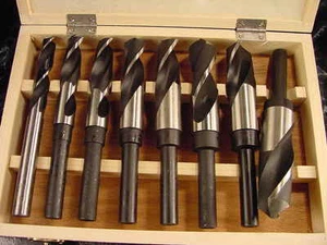 JUEGO DE BROCAS JUMBO de acero de alta velocidad 8 piezas S&D HSS con ESTUCHE grande 1" Silver Deming - Imagen 1 de 1