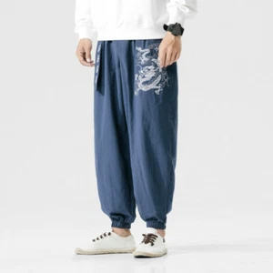 Men Chinese Kung Fu Pants Tai Chi Harem Trousers Wushu Martial Arts Loose Pants - Picture 1 of 15