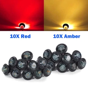 Smoked 3/4" Round LED Clearance Side Marker Light Truck Trailer RV Amber Red - Picture 1 of 14