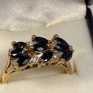 IWI 925 Silver Gold Vermeil Cocktail Ring Gold Plated Sterling 15 Simulated Gems - Picture 1 of 13