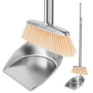Stainless Steel Dustpan and Brush Set Indoor Outdoor Sweeping Dust Broom}⊥\ - Picture 1 of 16