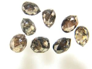 LOTE DE 4,16 CTS CUENTAS BRIOLETTE DE DIAMANTE EN FORMA DE GOTA MARRÓN NATURAL COÑAC 4,50-5,00 mm - Imagen 1 de 12