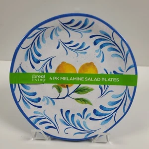 Real Living Melamine 9 inch Salad Plates ~ Capri Lemon ~ Set of 4 - Picture 1 of 8
