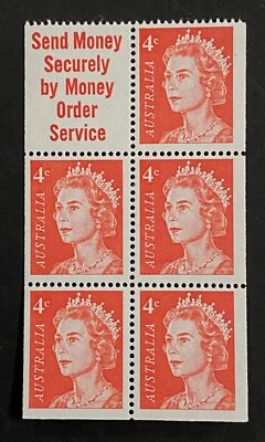 StampTLC Australia 397a Queen Elizabeth II 4c Red Booklet Pane February 14 1966 - Image 1 of 2