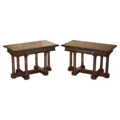PAIR OF IMPORTANT 17TH CENTURY FRENCH RENAISSANCE SERVING TABLES UNRESTORED - Image 1 of 4
