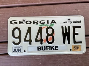 Georgia License Tag Plate Burke County 2001 - Picture 1 of 5