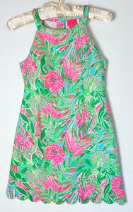 Lilly Pulitzer Sophelia Halter Dress Girls 12 Sleeveless Scalloped Hem Tropical - Picture 1 of 12