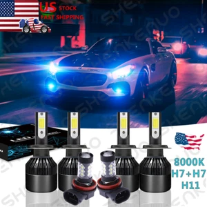 Combo LED Headlight Fog Light Bulbs 8000K For Mercedes Benz C300 C350 2008- 2010 - Imagen 1 de 11