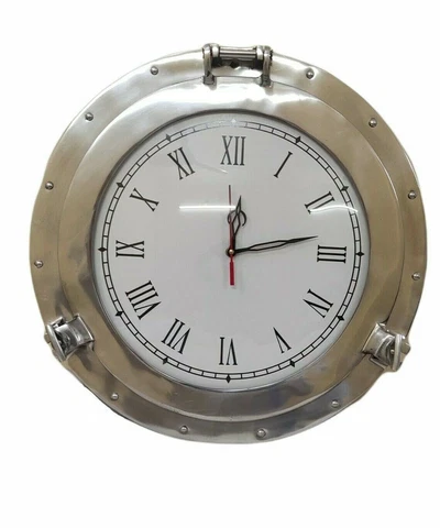 Ship Porthole Clock Nautical Wall Mounting Working Clock Handmade Chrome Finish Cover