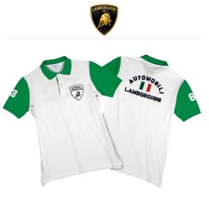 Lamborghini Italian Flag Piquet Polo Shirt, M NEU Baumwolle Limited Edition