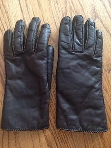 Guante de cuero marrón vintage forrado de vellón para mujer - Imagen 1 de 5