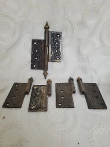 Piezas de hardware antiguas vicrorianas 4 X 4 bisagras de hierro fundido adornadas para puerta Eastlake - Imagen 1 de 8