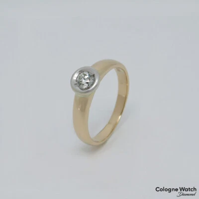 Ring Solitärring mit ca. 0,25ct I-IF Brillant in 585/14K Weiß-/Gelbgold Gr. 56 - Bild 1 von 4