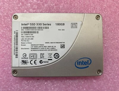 Intel SSD 330 SERIES 180GB SSDSC2CT180A3 2.5'' 6Gb/s SATA Solid State Drive - Image 1 of 2