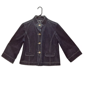 DFA New York Black Denim Damen Small Blazer Jeansjacke 100% Baumwolle - Bild 1 von 10