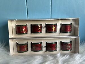8 Pier 1 One Imports Holiday Christmas Napkin Rings Red Green Gold in Boxes
