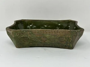 Green Ceramic Bonsai Plant Pot Planter - Rectangle - Picture 1 of 8