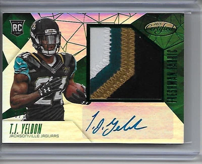 2015 15 PANINI CERTFIED T.J. YELDON FRESHMAN EMERALD RC AUTO 4 COLOR PATCH 3/5 - Image 1 of 2
