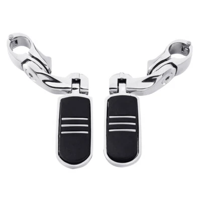 Barra de carretera cromada de 1-1/4 pulgadas estriberas en ángulo corto aptas para Harley Street Glide Foto 1 de 4