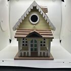 Vintage Hanging Bird House Yellow With Deck Hand Painted