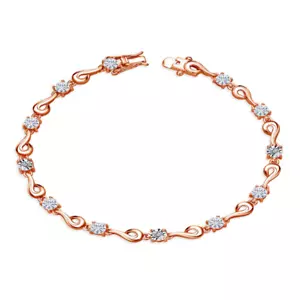 18K Rose Gold Plated Silver White Moissanite and White Lab Grown Diamond Bracele - Picture 1 of 6