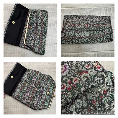 Винтажный женский бумажник тройного сложения ткань Kisslock богемное - Изображение 1 из 4