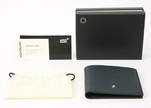 Montblanc Sartorial Leather Wallet 6CC Combination of Blue & Black MB220384 -New - Picture 1 of 12