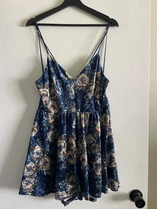 Hommage Crushed Velvet Floral Romper Large Vamp Whimsygoth Fairy Y2K Witchy - Picture 1 of 8