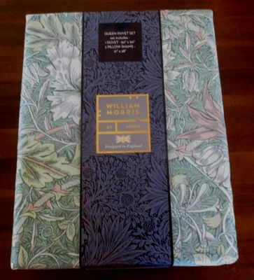Juego de funda nórdica WILLIAM MORRIS madreselva tulipán verde mar 3 piezas Queen nuevo Foto 1 de 4