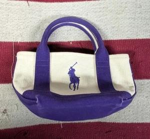 Polo Ralph Lauren Mini Canvas Tote Bag Handtasche Lila Weiß Big Pony - Bild 1 von 9