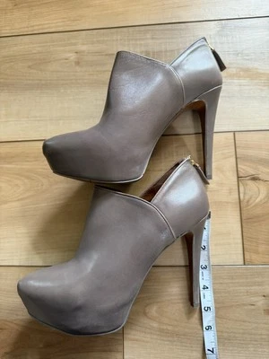 Nine West Taupe Heeled Ankle Boots Size 8 - Image 1 of 4
