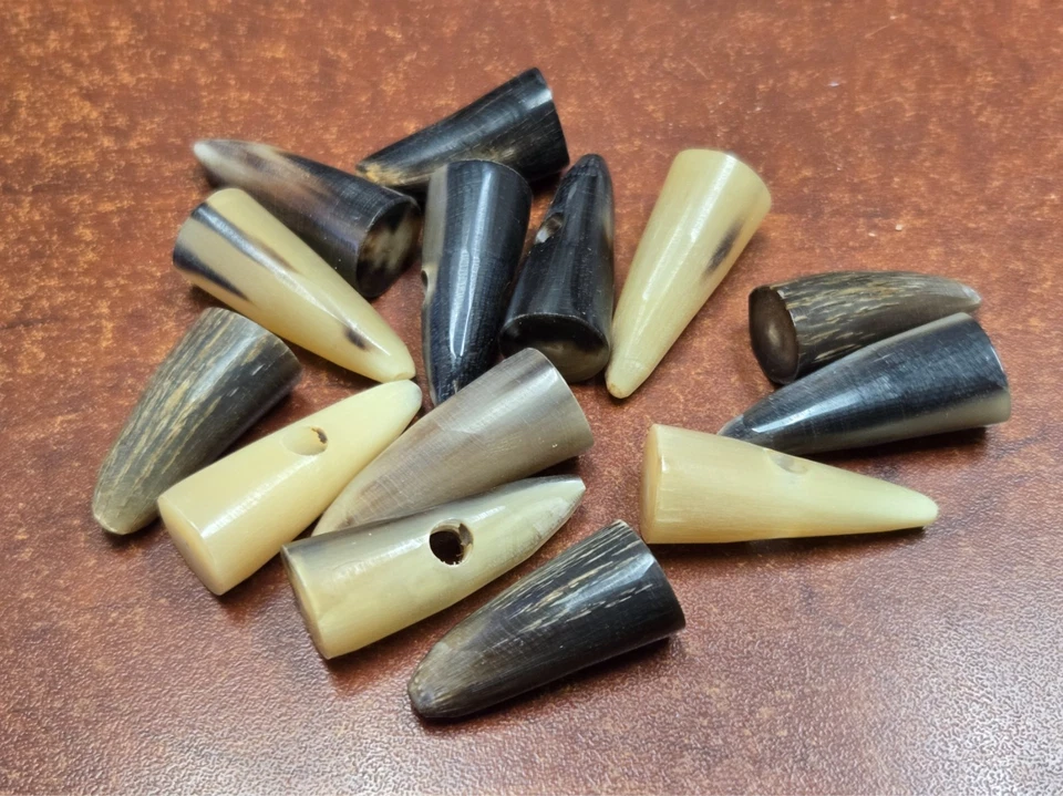 14 PCS BUFFALO HORN TOGGLE SEWING BUTTONS CRAFT 1 1/2" - Image 1 of 1