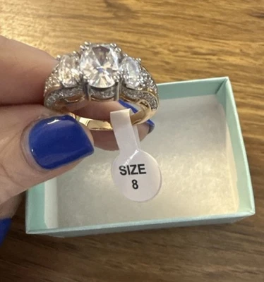 Park Lane Classic Hostess Ring Size 8 Gold Tone Round CZ Pave - Image 1 of 3