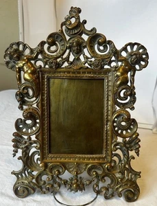 Antique Victorian Picture Frame Late 1800’s Cherubs/ Sea Nymphs Brass/Copper? - Picture 1 of 24