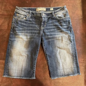 BKE Sabrina Shorts Womens Size 30 Denim Low Rise 12.5" Inseam Bermuda Raw Hem - Picture 1 of 10