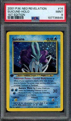 Pokemon Suicune Holo 2001 Neo Revelation 1st Edition #14 PSA 9 Mint - Image 1 of 2