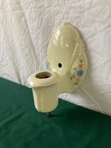 Vtg Ceramic Ivory Porcelain Wall Sconce Pink Blue Floral Light Fixture 40-24E - Picture 1 of 10
