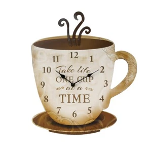 Orologio da parete analogico moderno tazza caffè decorativo rustico arredamento cucina casale - Foto 1 di 2