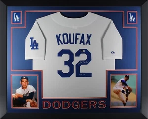 Sandy Koufax Autographed Los Angeles Dodgers Majestic Framed Jersey HOF Beckett - Picture 1 of 4