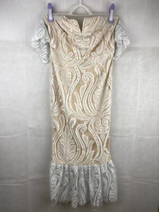 Pretty Little Thing Dress UK 12 Lace Beige Party Fishtail - Picture 1 of 11