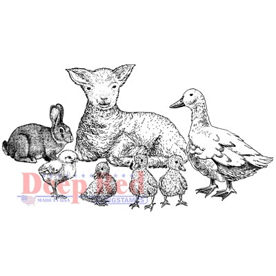 Deep Red Stamps Baby Farm Animals Rubber Cling Stamp - Image 1 of 4