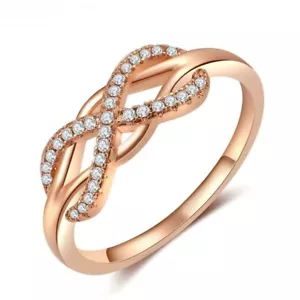 Romantic Infinity Ring Crystal Bling Wedding Band Proposal Rings Women's Jewelry - Picture 1 of 18