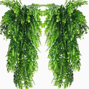 2 Pcs Artificial Hanging Plants Fake Hanging Boston Ferns Plants for Outdoro - Picture 1 of 7