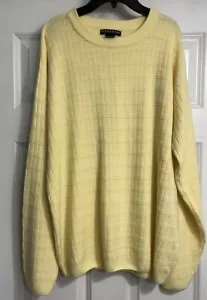 Consensu XL Windowpane Pullover Knit Sweater Mens 90s Yellow - Picture 1 of 8