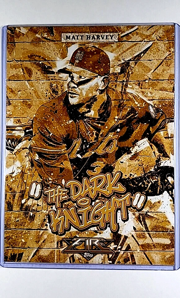 2017 Topps Fire Monikers 5x7 M-27 Matt Harvey /10 Gold 7x5 The Dark Knight Jumbo - Image 1 of 2