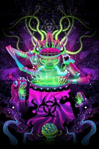 UV Backdrop Black Light Tapestry Psychedelic Art Banner Fluoro Psy Wall Hanging - Picture 1 of 7